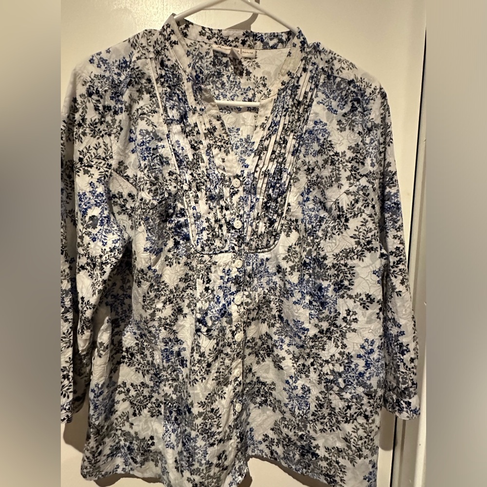 JM Collection Womens Multicolor 3/4 Sleeve Floral Print Pullover Blouse Top 14P
